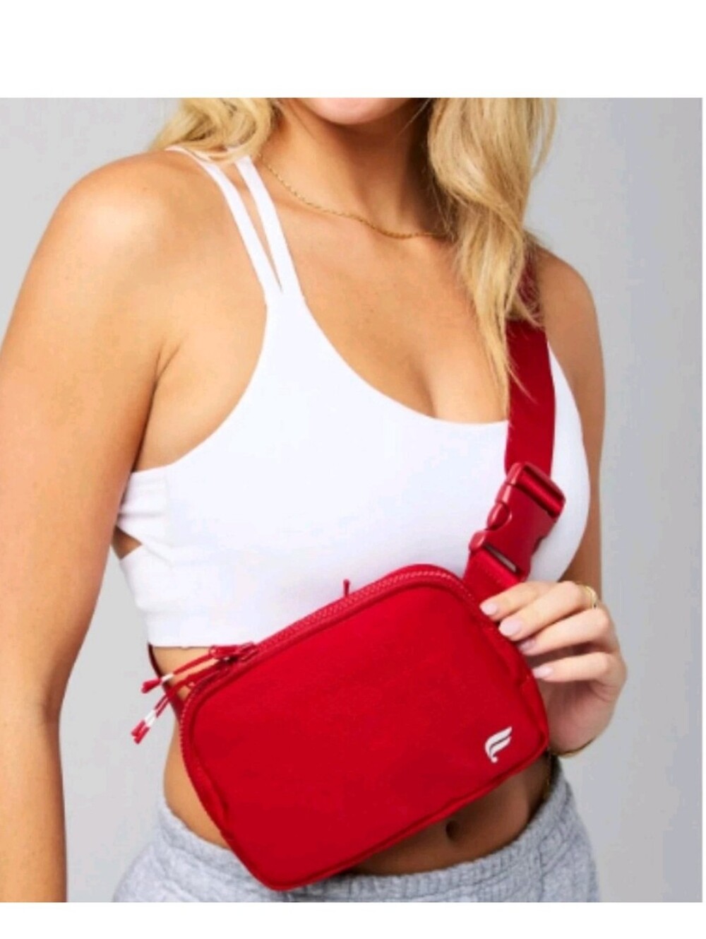 Fabletics The Belt Bag, Adjustable Waist Heated Red Travel Bag Fanny Pack *EUC*